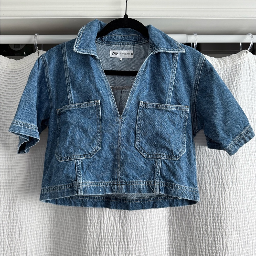 Zara Denim Cropped Shirt